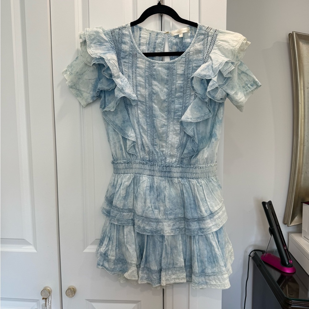 LoveShackFancy Sky Blue Textured Dress